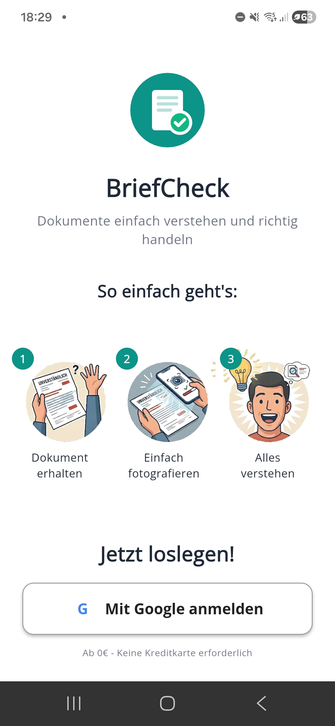 BriefCheck App Screenshot